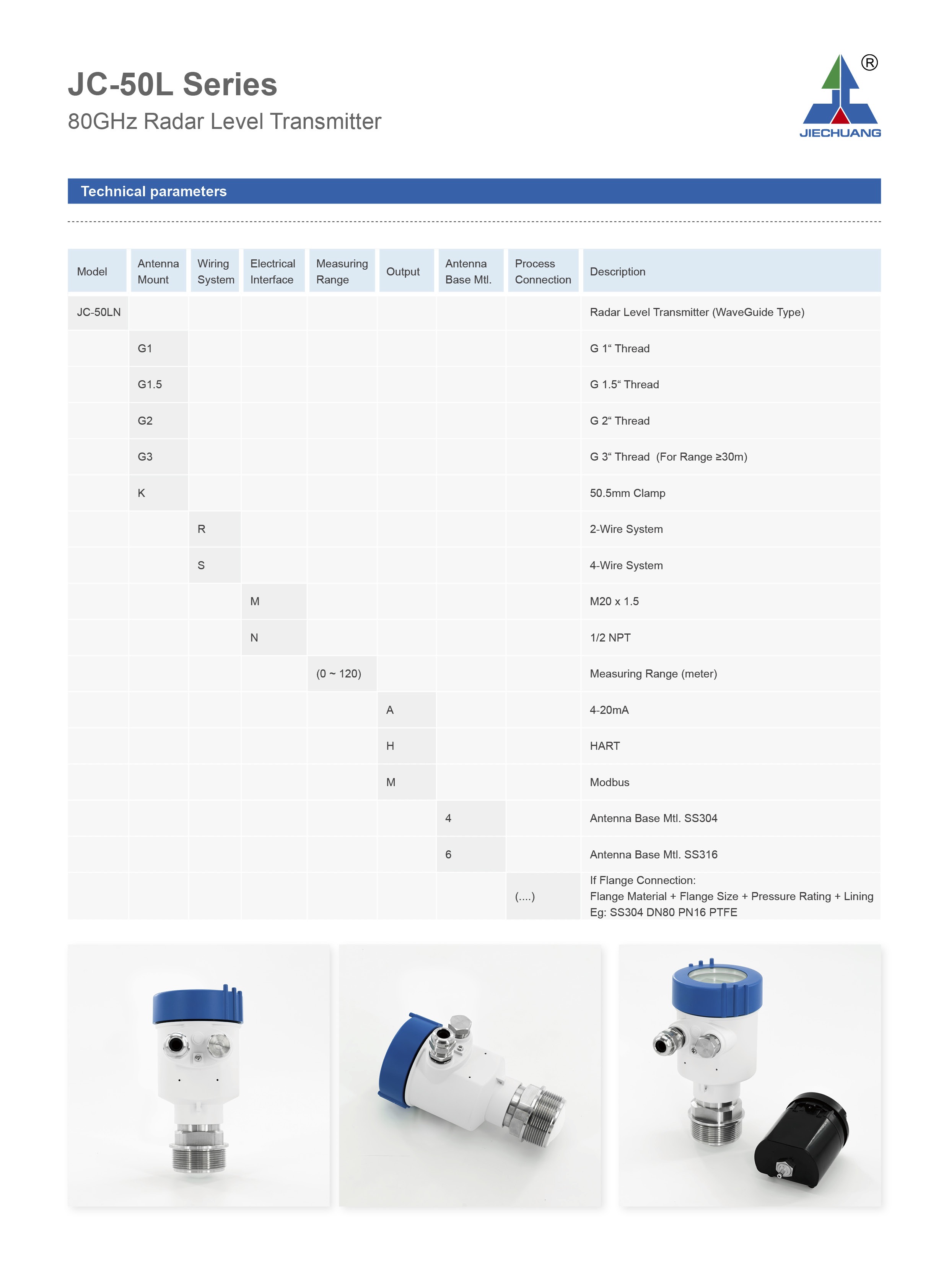 Non contact radar level sensor installation