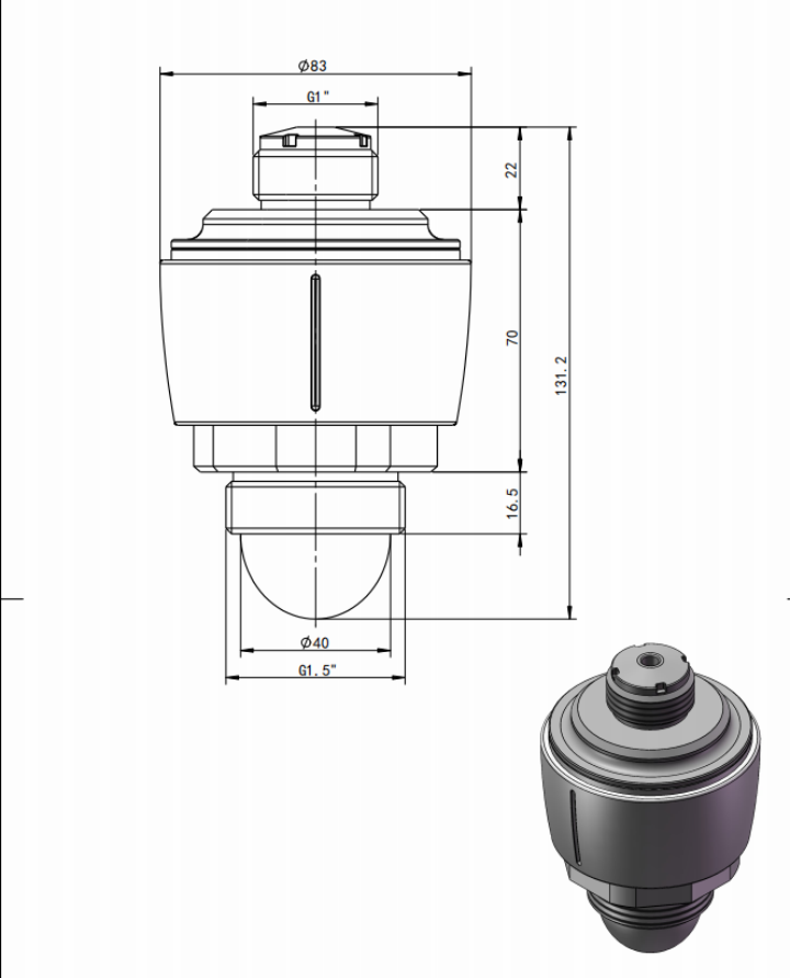 80GHz Radar Water Level Meter G1.5 Thread Size Installation
