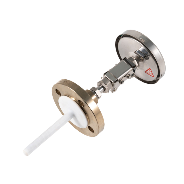 Flanged Anti-Corrosion Bimetal Thermometer with Sintered PTFE Lining