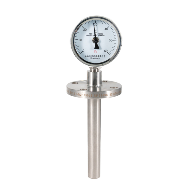Industrial Adjustable Angle Bimetal Thermometer with 316SS Thermowell 100mm Dial