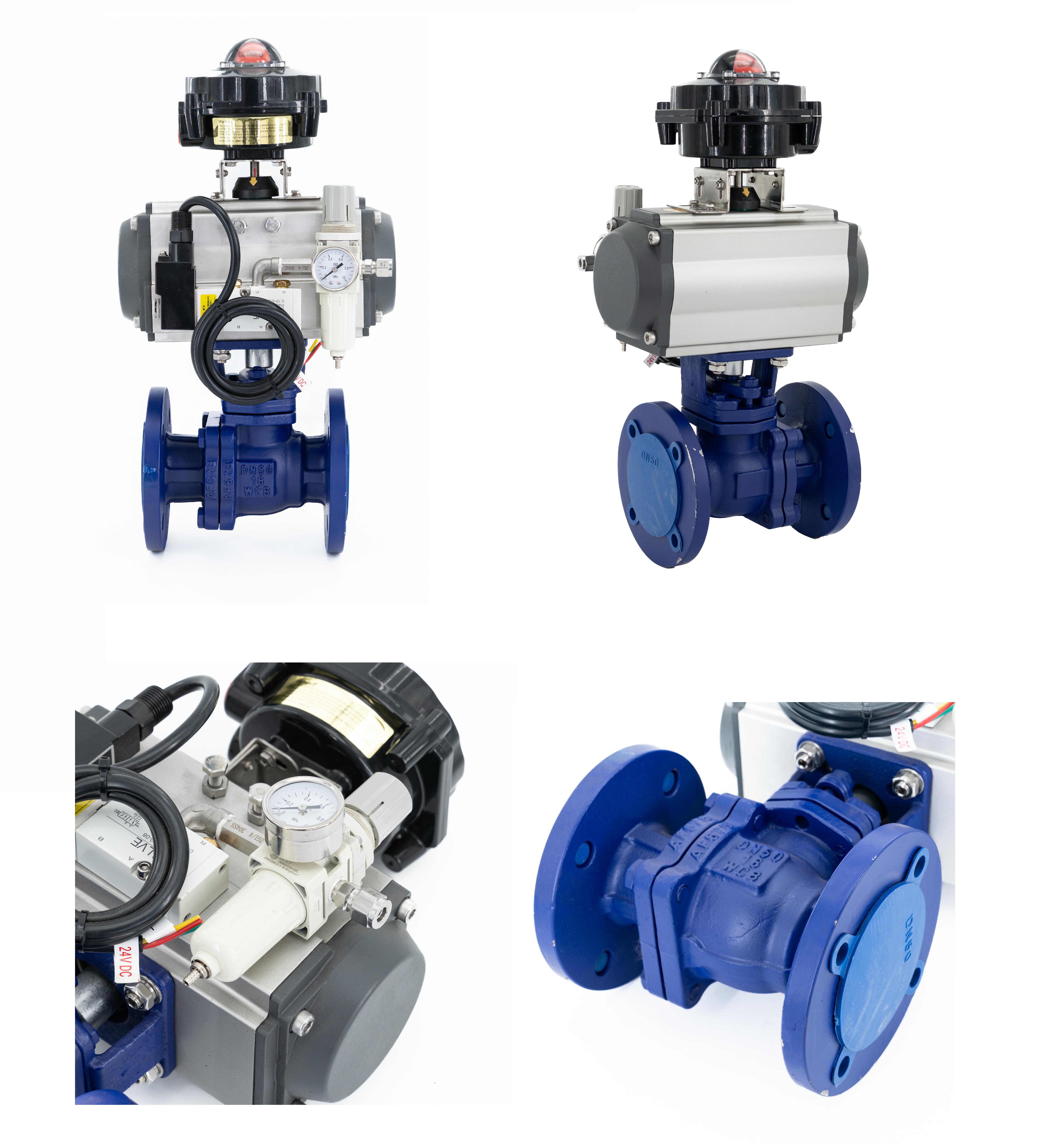 Pneumatic Fluorine Lined Ball Valve exterior view showcasing heavy-duty pneumatic actuator and flanged metallic body