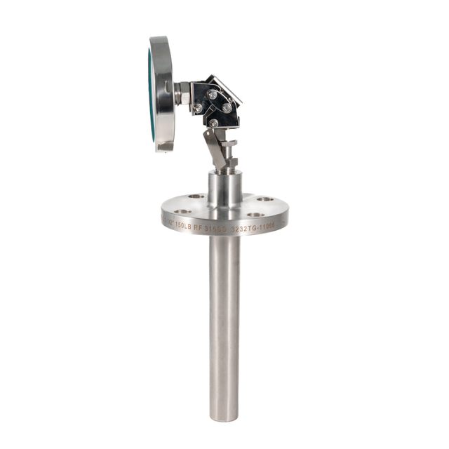Industrial Adjustable Angle Bimetal Thermometer with 316SS Thermowell 100mm Dial